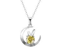 RVHAOODI 1 D Color Pink Blue Amarillo Rabbit Moissanite Collares colgantes para mujeres Collar para mujeres - Cumpleaños de San Valentín