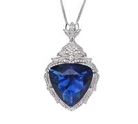 RVHAOODI 19 * 20mm Sapphire Pendant Necklace for Women Full Jewelry Accessories Female Gift