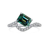 RVHAOODI 2 anillos de moissanite para mujeres Cut EMerald Cut D Color S925 Laboratorio creado anillos de diamantes Perfectos para fiestas de ropa diaria Cumpleaños de boda