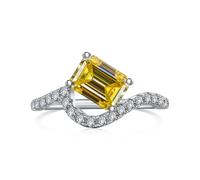 RVHAOODI 2 anillos de moissanite para mujeres Cut EMerald Cut D Color S925 Laboratorio creado anillos de diamantes Perfectos para fiestas de ropa diaria Cumpleaños de boda