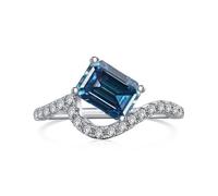 RVHAOODI 2 anillos de moissanite para mujeres Cut EMerald Cut D Color S925 Laboratorio creado anillos de diamantes Perfectos para fiestas de ropa diaria Cumpleaños de boda