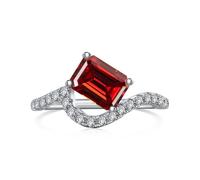 RVHAOODI 2 anillos de moissanite para mujeres Cut EMerald Cut D Color S925 Laboratorio creado anillos de diamantes Perfectos para fiestas de ropa diaria Cumpleaños de boda
