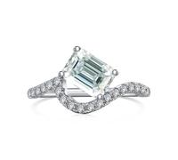 RVHAOODI 2 anillos de moissanite para mujeres Cut EMerald Cut D Color S925 Laboratorio creado anillos de diamantes Perfectos para fiestas de ropa diaria Cumpleaños de boda