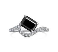 RVHAOODI 2 anillos de moissanite para mujeres Cut EMerald Cut D Color S925 Laboratorio creado anillos de diamantes Perfectos para fiestas de ropa diaria Cumpleaños de boda