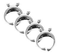RVHAOODI 4pcs rana kit de compromiso abierto perlas sizer encantos anillos de ajuste para mujeres animales inquietos animales vintage joyería gótica anillo de aleación animal joyería
