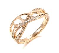 RVHAOODI 585 Rose Anillo de ola geométrica ANILLOS DE CODIÓN NATURALES PARA Mujeres Joyas de boda de moda Regalo de cristal