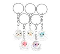 RVHAOODI 5pcs Plastic Octopus Keychains Favores de fiesta lindas cadenas de animales 3D Accesorios colgantes pequeños para la fiesta de cumpleaños Baby Shower