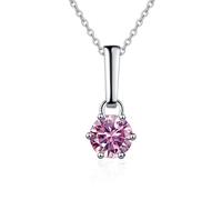 RVHAOODI Accesorios de 1 a 2 d Color redondo colgante de moissanite collares para mujeres seis garras collar para mujeres - cumpleaños de San Valentín