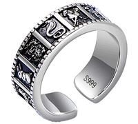 RVHAOODI Anillo ajustable, anillos esterlinas signos zodiacos anillos ajustables misterio retro