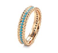 RVHAOODI Anillo de círculo completo rosa anillo de dedos de turquesa apilable apilable para mujeres joyas vintage diarias finas
