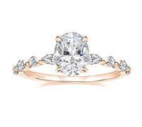 RVHAOODI Anillo de plata de plata esterlina Corto ovalado de circonía cúbica Anillos de compromiso de compromiso anillo de promesa de halo para mujeres Tamaño 3-13