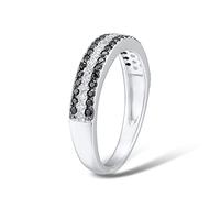 RVHAOODI Anillos para mujeres Pure Black Spinel White Cúconia Cúbica Daily Wear joyas finas