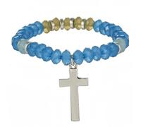 RVHAOODI Beaded S, Beads Natural Natural Blue Beads Silver Cross Cross Cross Crostic Reiki Joyería de cristal para mujeres Hombres