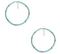 RVHAOODI Boho joyas color cuentas rojo casual turquesa mujer