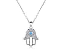 RVHAOODI Cadena de enlaces de clavícula de la plata esterlina ocular hhamsa