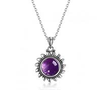 RVHAOODI Collar de amatista natural para mujeres 925 Joyas de regalo de regalo de colgante en forma de sol en China