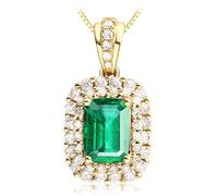 RVHAOODI Collar de piedras preciosas esmeraldas cuadradas con colgante de bodas de cadena hecho en China