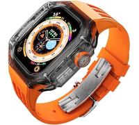 RVHAOODI Conjunto de cajas de relojes transparentes de lujo Pulsera de reloj de silicona, para Ultra 8 49 mm, 45 mm, 44 mm, kit de conversión con cierre de metal, para iWatch