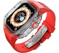 RVHAOODI Conjunto de cajas de relojes transparentes de lujo Pulsera de reloj de silicona, para Ultra 8 49 mm, 45 mm, 44 mm, kit de conversión con cierre de metal, para iWatch