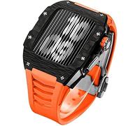RVHAOODI Correa de fluoración de caja protectora de fibra Canbon, para 8 7 45 mm, banda de goma de reemplazo de kit de mod, para iWatch 44mm 6 5 4 SE Accesorios