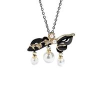 RVHAOODI elegant black and two-color women's necklace tassel pearl pendant necklace pendant Made in China