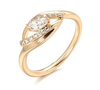 RVHAOODI Joyas finas 585 Rose Bride Boda Anillo de boda Natural Circón Anillos de los dedos para mujeres Joyas de boda Regalo de cristal