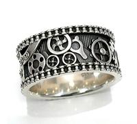 RVHAOODI Joyas hombres ruedas de engranajes hechos a mano Hombres de dedo tallado/mujer antiguo de plata de plata