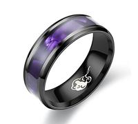 RVHAOODI MensPromiseringsMenRingsStentlessSteel8mmshellflakesweddingengagationBands, PurpleBlack