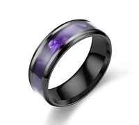 RVHAOODI MensPromiseringsMenRingsStentlessSteel8mmshellflakesweddingengagationBands, PurpleBlack