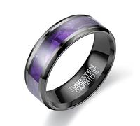 RVHAOODI MensPromiseringsMenRingsStentlessSteel8mmshellflakesweddingengagationBands, PurpleBlack