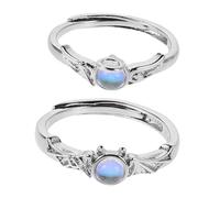 RVHAOODI Pearl the Scoops Black Kit Moon Stone Women Parejas Anillo de ópalo de serpiente de ala
