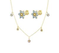 RVHAOODI Pendientes 925 Set de collar - Pendientes colgantes de estrellas Juegos de joyería de collar de cadena de circonía, juego de joyas hechas a mano para mujeres accesorios de compromiso