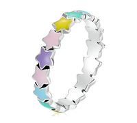 RVHAOODI Rainbow Finger For Girl, Women Stackable Ring With Star Party jewelry
