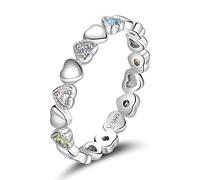 RVHAOODI Rainbow Love Heart Crystal Finger Rings For Women Engagement Fine jewelry