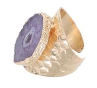 RVHAOODI Selenita de cristal de oro Tamble de oro Pulseras Emerald Amethyst Rose Fidget Gold Gold Rhinestones para mujeres Rings Joyería de ágata simple
