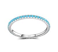 RVHAOODI Tibetan Silver Classic Círculo exquisito Círculo Turquoise Charmed apilable Anillo de dedos para mujeres Joyas finas de moda