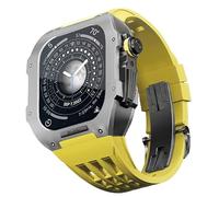RVHAOODI TitaniumCaserubberStrapForappleWatchSeries456SeSeriesRePlacmentHigh-Gradesiliconestrap, LuxuryWatchStrapforiWatch44mmWatchstrap