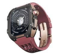 RVHAOODI TitaniumCaserubberStrapForappleWatchSeries456SeSeriesRePlacmentHigh-Gradesiliconestrap, LuxuryWatchStrapforiWatch44mmWatchstrap