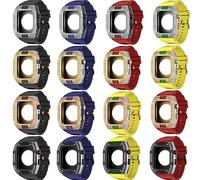 RVHAOODI Últimos accesorios de reloj de lujo de acero inoxidable para una caja de correa de metal de 7/6/5/4/SE para banda iwatch 44 mm 45 mm