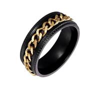 RVHAOODI WeddingbandsstreinlesssteelingFormen8mmembossedChainweddingingengagationBands, negro