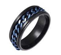 RVHAOODI WeddingbandsstreinlesssteelingFormen8mmembossedChainweddingingengagationBands, negro