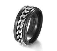 RVHAOODI WeddingbandsstreinlesssteelingFormen8mmembossedChainweddingingengagationBands, negro