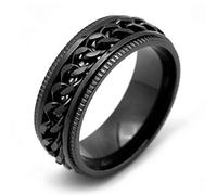RVHAOODI WeddingbandsstreinlesssteelingFormen8mmembossedChainweddingingengagationBands, negro