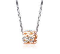 RVHAOODI Women's Girls Titanium Steel Necklace with Cubic Zirconia Infinity Symbol Ring Glitter Rose en Y Chain Short Necklace with Pendant Gift for Women Girlfriend