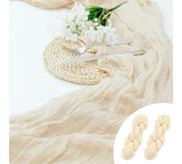 RVLZKCPG 2 Piezas Camino de Mesa Beige, 90 x 400 cm Camino de Mesa de Gasa, Table Runner, Cheesecloth Largo Bohemio de Gasa para Eventos, Fiestas, Cumpleaños, Bodas