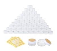 RVLZKCPG 60 Piezas Botes Plastico con Tapa, 5ml Tarros cosmeticos, Botes Pequeños Transparentes Vacías con 6 Espátulas y 3 Etiquetas Autoadhesivas para Cosmetica de Viaje para Cremas, Lociones