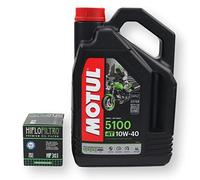 RVM KIT Aceite 5100 10W40 Moto 4T + Filtro De Aceite HF 303 Para Yamaha, Honda Y Kawasaki - Semisintético En Envase De 4 Litros
