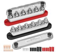 RVMARINEPAT Barra de bus de 600 A, 12 V, 24 V, 48 V con 6 pernos de 3/8 pulgadas (M10), bloque de distribución de energía industrial y kit de terminales de batería con 12 lengüetas para energía solar