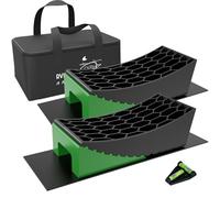 RVMATE Kit de niveladores de 8 Piezas, Bloques de nivelación para Caravana, cuñas de Rueda de Caravana, Incluyendo Dos niveladores curvos, Dos cuñas, Dos Alfombrillas de Agarre de Goma y Almohadilla