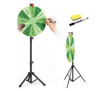 RVOWTAGL 60cm Ruleta De La Suerte Altura Ajustable 100-200cm, Roda De Premio con 14 Ranuras para Palabras Fiestas Carnaval,Green